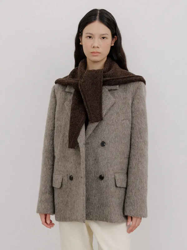 HAIRY ALPACA DOUBLE HALF COAT_BROWN
