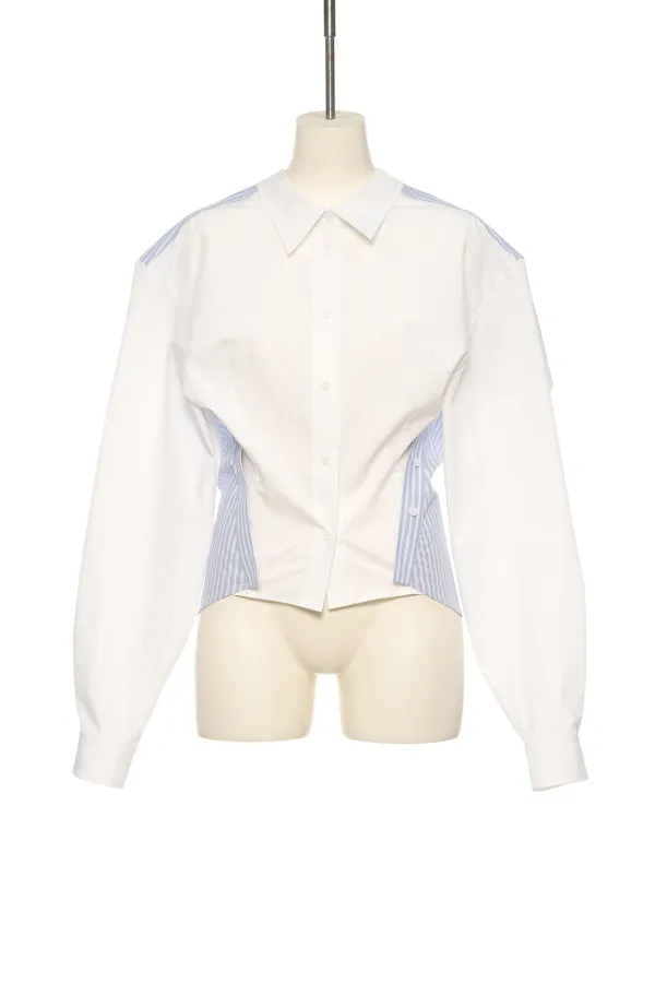 SS25 WHITE AND STRIPE MIXED SHIRT