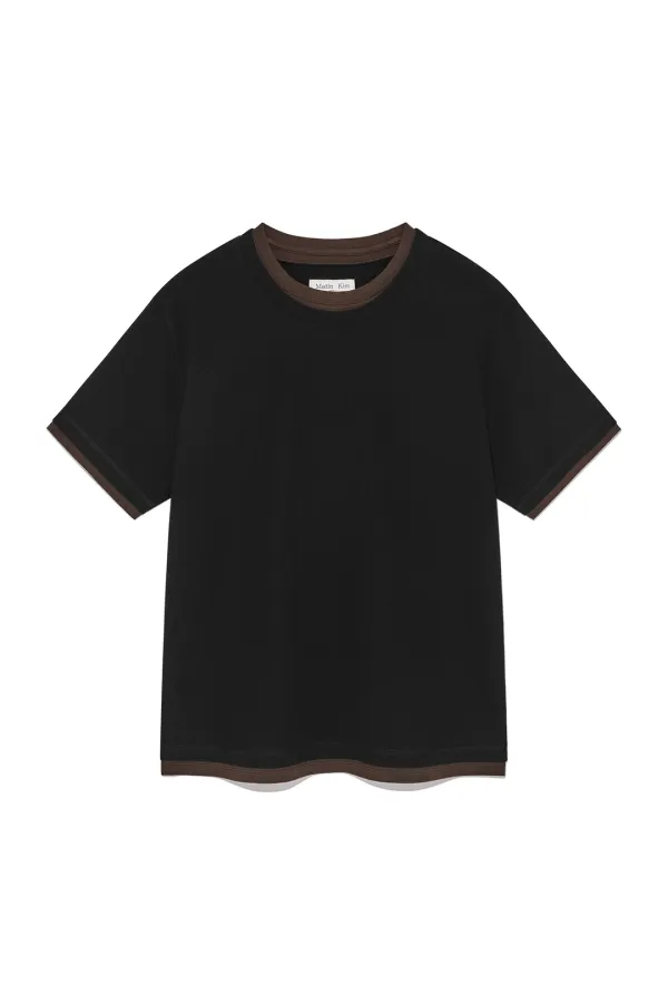 COLOR POINT LAYERED TOP FOR MEN IN BLACK