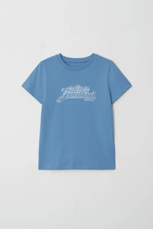 grace print tee - blue
