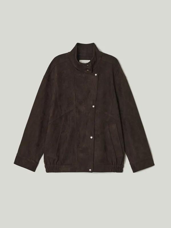 Oversized Suede Blouson Jumper Brown