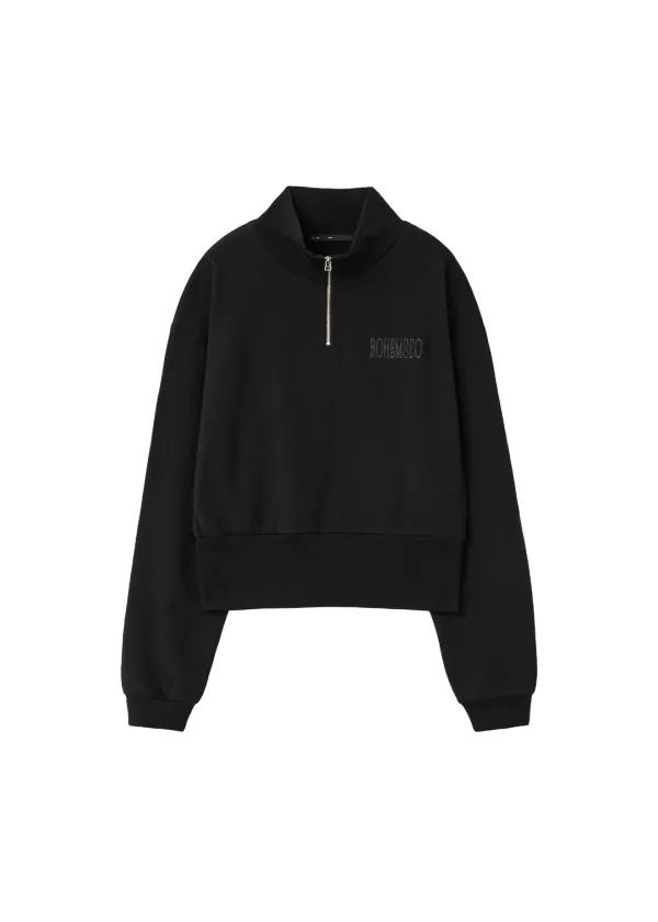 [2ND 11/5~ 발송] BASIC HALF ZIP SWEATSHIRT, BLACK - bohemseo