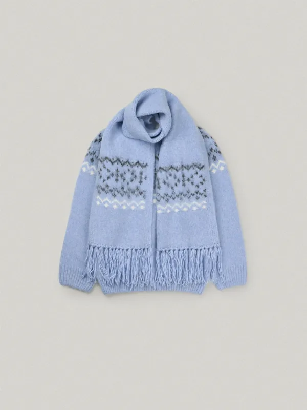 Noel Cowichan Knit Muffler Set - Blue노엘 코위찬 니트 머플러 세트