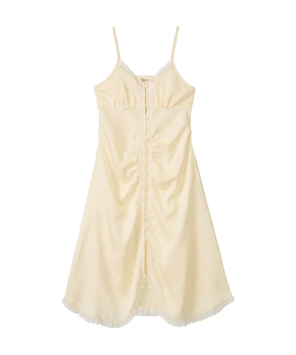 Haven Satin Long Dress-Cream
