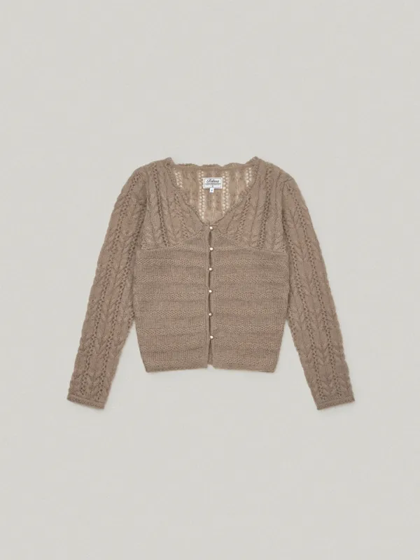 HAIRY CABLE CARDIGAN (MOCHA)