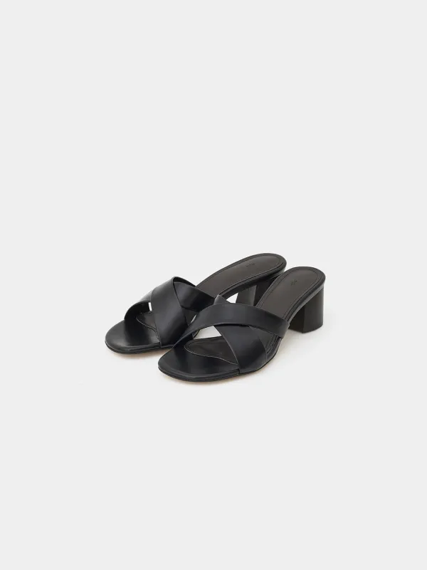 Leka cross strap mule heels