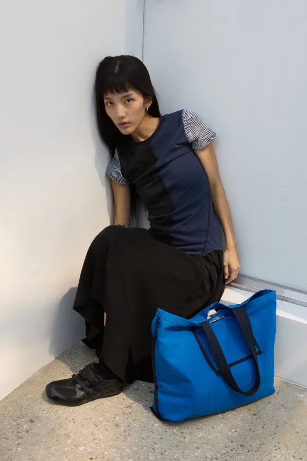 FRAYED COLOR TOTE BAG BLUE/NAVY