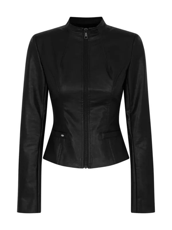 American Simple Leather Jacket In Black