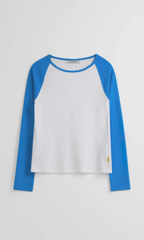 Vertical Cut Raglan Top_Blue