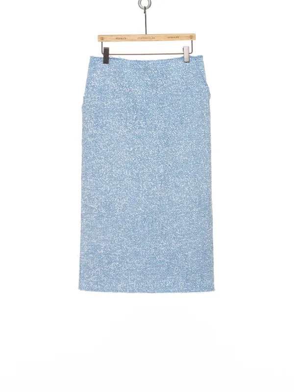 FW25 BLUE TWEED H-LINE SKIRT