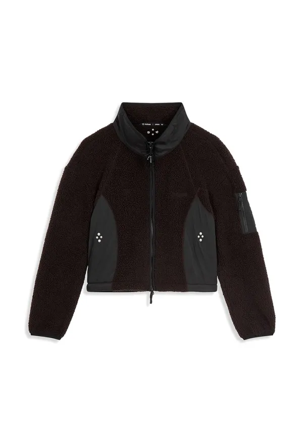 OPEN YY x HELINOX STUD FLEECE ZIP UP, DARK BROWN