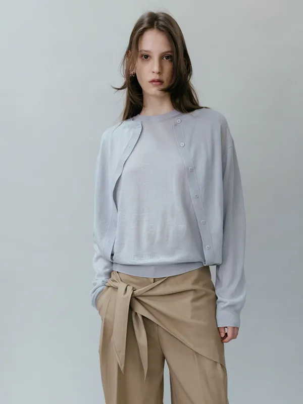 Layered Cardigan Pullover SK6SP646_2color
