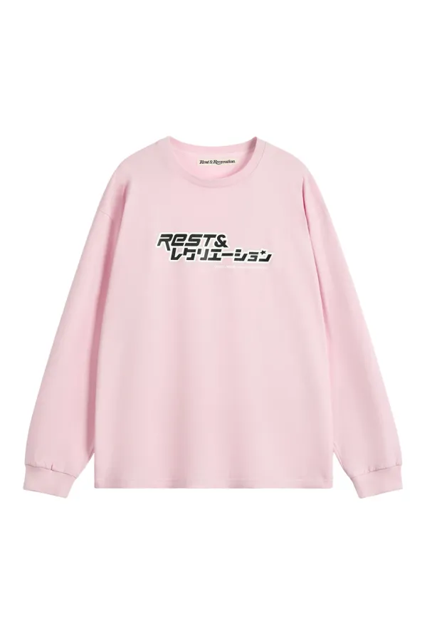 ANIME LOGO LONG SLEEVE TOP - PINK