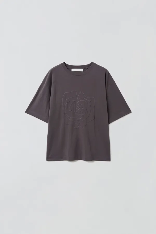 ROSE PATCH T-SHIRT_CHARCOAL