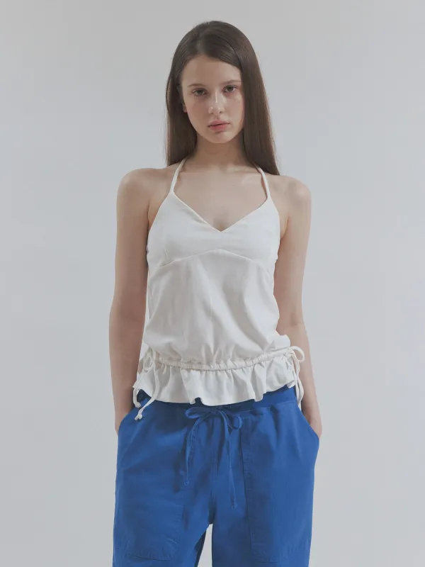 peplum halter top (white)