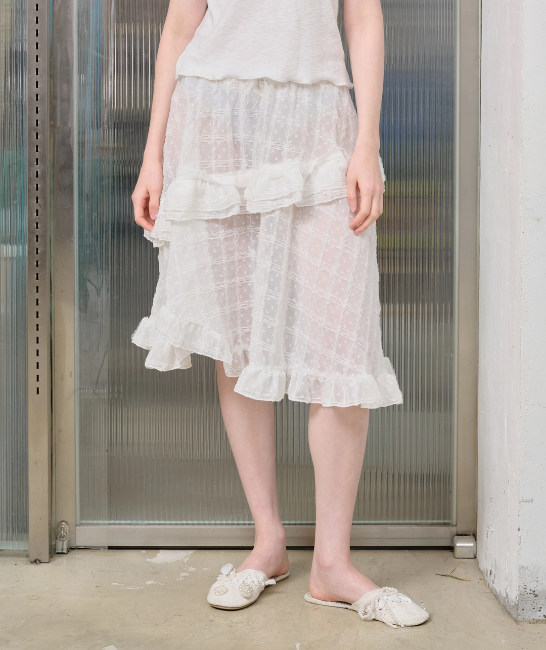 타입서비스 TXT X TSW Textured Skirt [White] 상품 이미지 2
