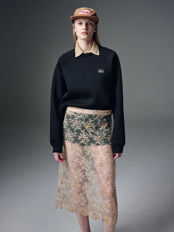 SEQUIN LAYERED SKIRT LACE_BEIGE