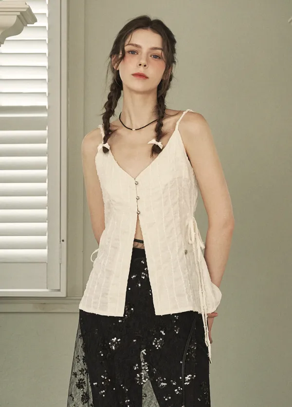  [44-120]  Blob V-neck Slit Bustier  블랍 브이넥 슬릿 뷔스티에 (여름-데이트룩-여행룩-출근룩-데일리룩-레이어드-러블리-뷔스티에-슬림핏-스트라이프-유니크-빅사이즈-자체제작) 