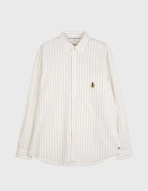 CREST WASHED STRIPE SHIRT / Ivory