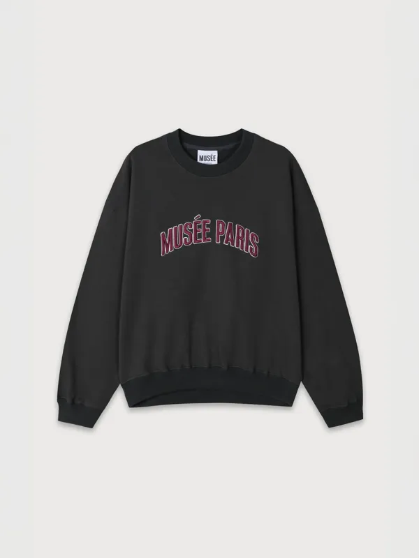 POMPIDOU Oversized MUSEE PARIS Embroidery Sweatshirt_Gray