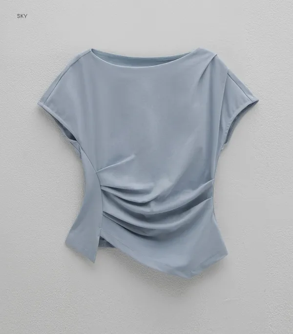 (Z-BL-4225)LOND WAIST TUCK  BLOUSE