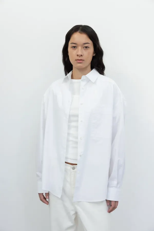 Cotton Plain Pocket Shirts (White)