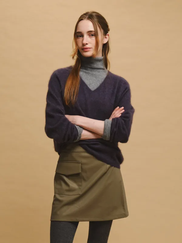 ROVEL cashmere silk wholegarment V-neck knit_6colors