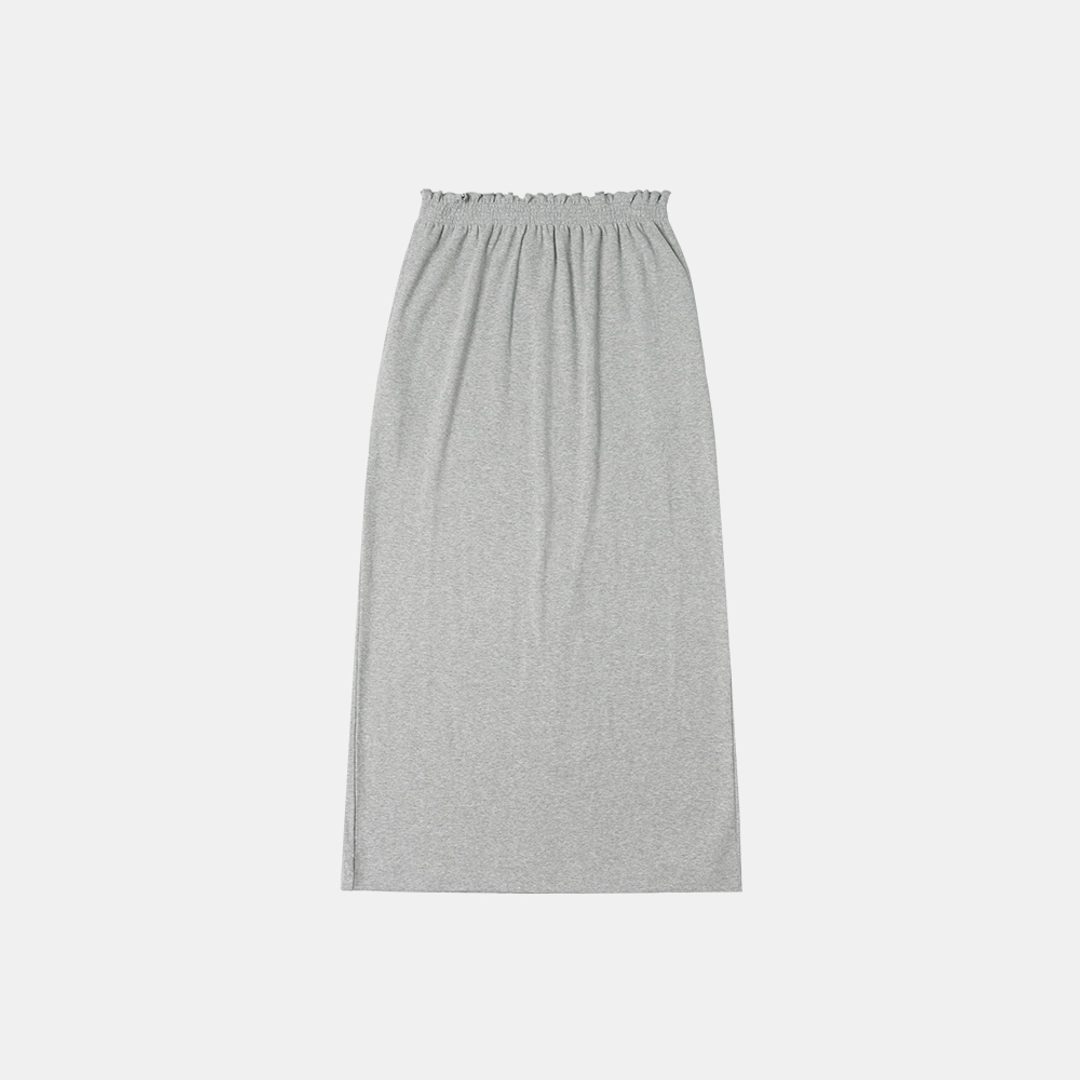 시야쥬 SIST9048 셔링 밴딩 골지 롱 스커트_Melange gray 상품 이미지 3