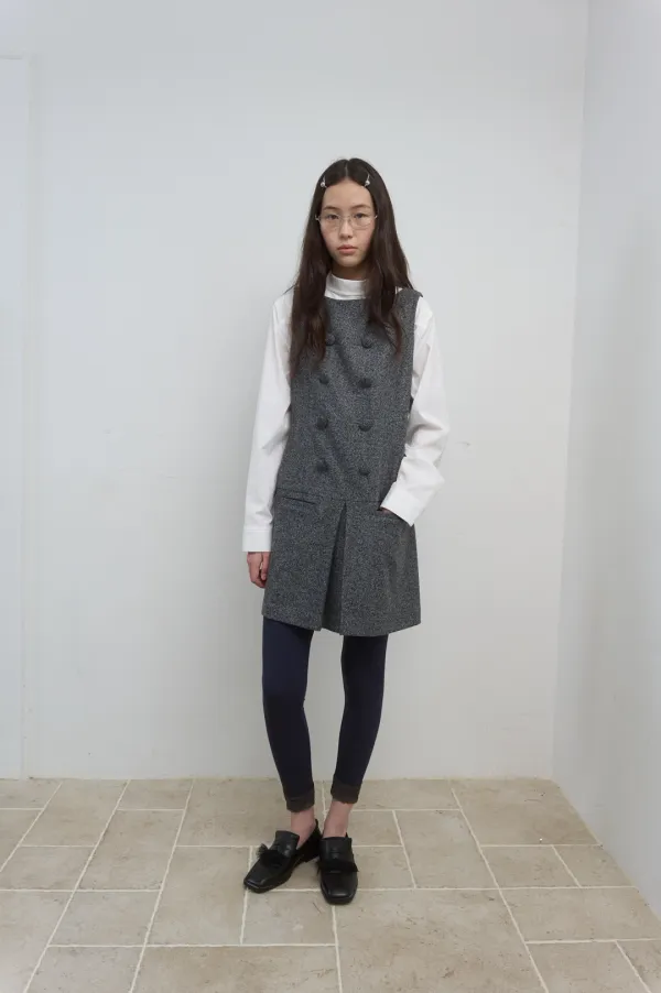 NAPOLEON PLEATS DRESS_CHARCOAL