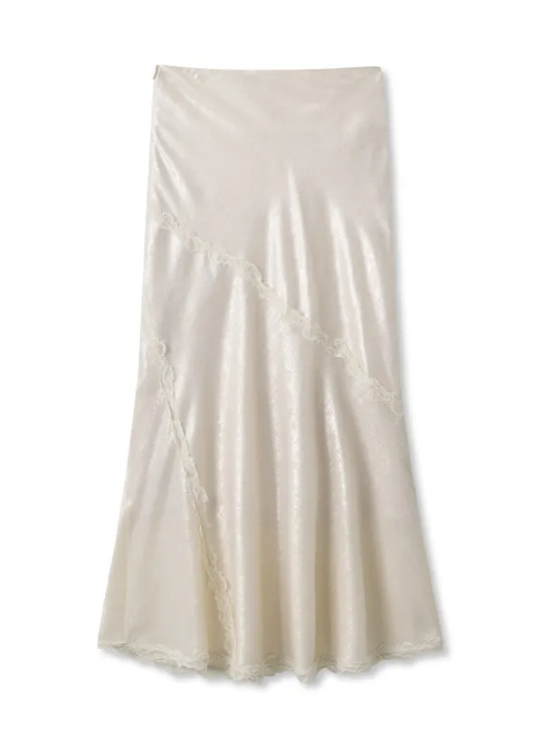 LACE TRIM LONG SKIRT (PEARL BEIGE) [05.22(금) 출고 예정]