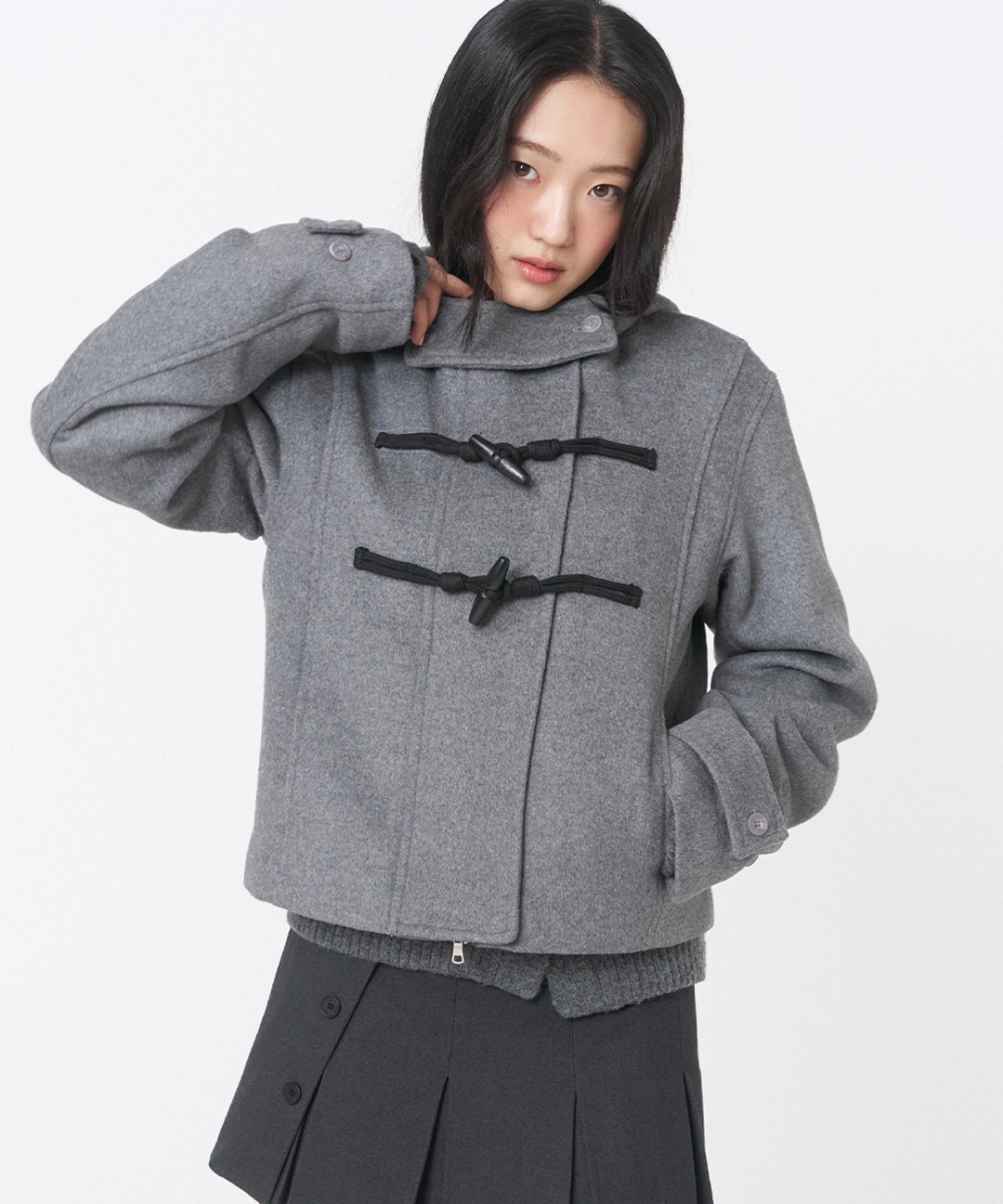 미세키서울 Duffle hoodie short coat DARK GREY 상품 이미지 2