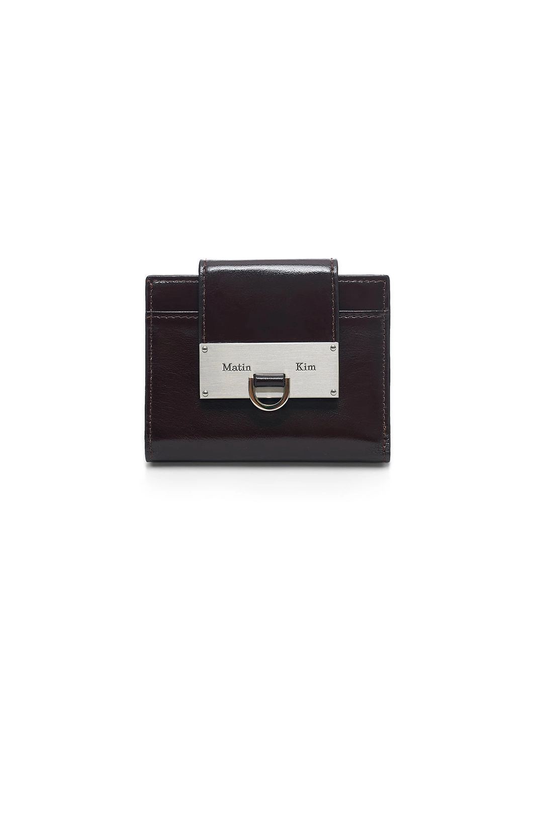 마뗑킴 MATIN ARCH RING FLAP WALLET IN DARK BROWN 상품 이미지 1