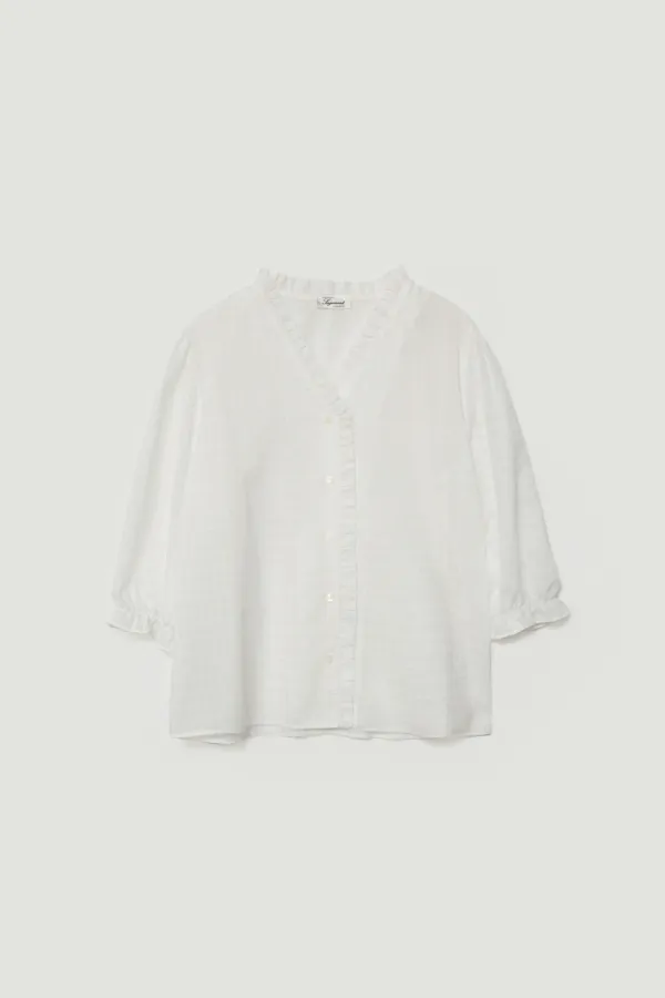 OVEL SHIRRED BLOUSE_BLACK