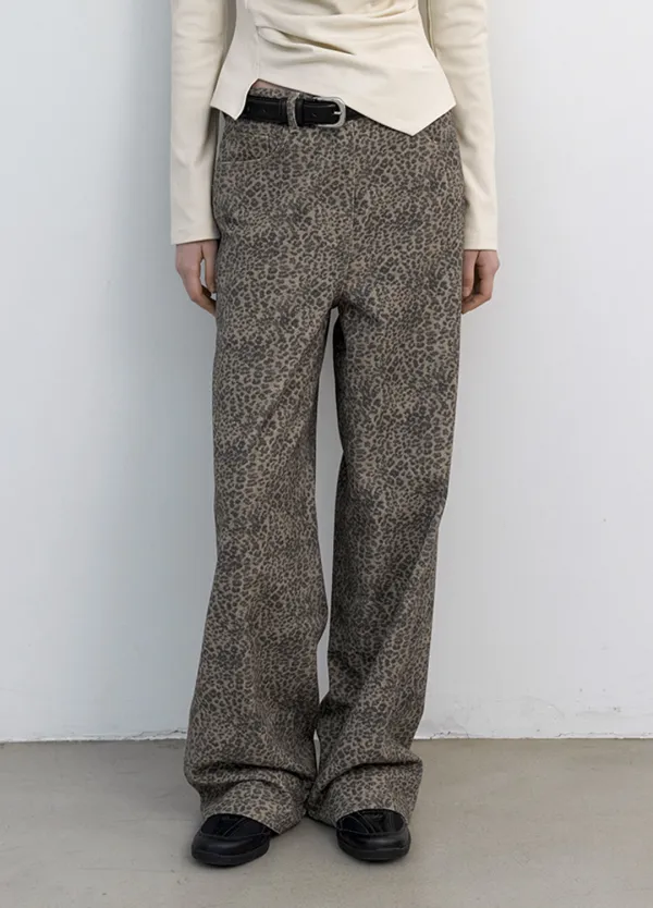 (PT-5795)BILLI LEOPARD WIDE LEG PANTS