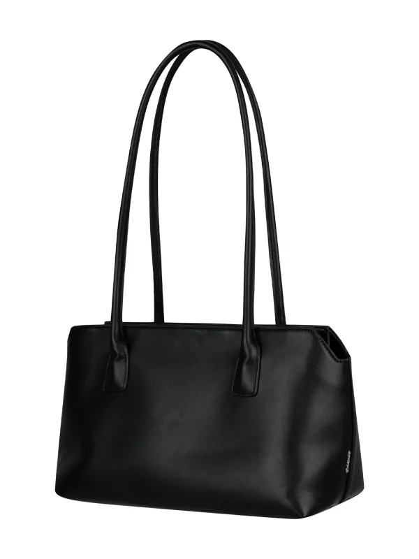 Basic Square Shoulder Bag - Black Leather