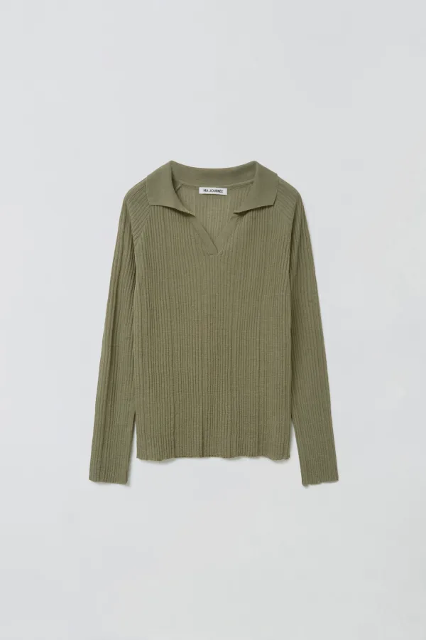 SHEER PIQUE KNIT_KHAKI