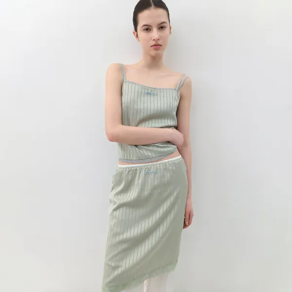 (BL-4425)AN SATIN SET-UP STRIPED TOP S