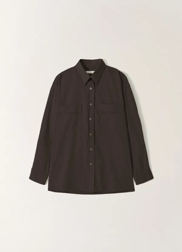 Double pocket cotton shirt (Dark brown)
