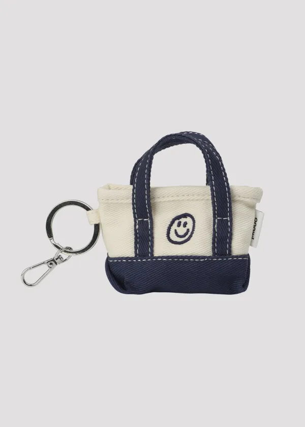 KEYRING CANVAS BAG ECRU NAVY