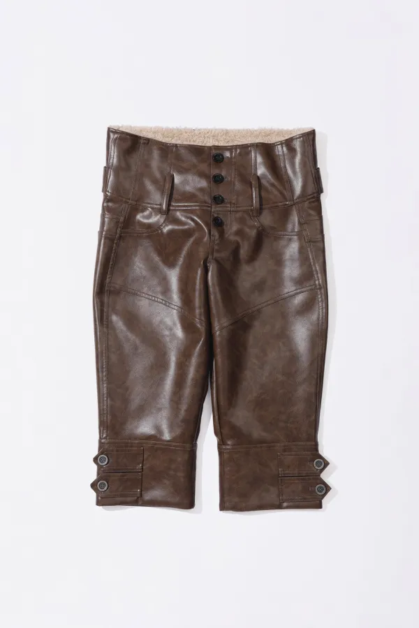 Capri Faux Leather Pants Brown