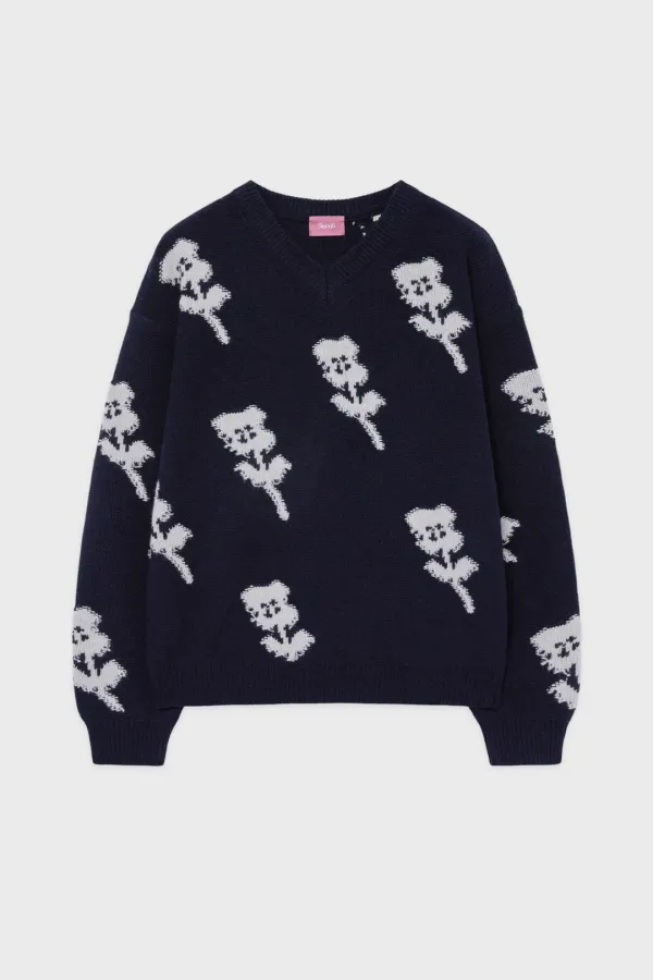 SN Flower Loose Fit Knit (Navy)