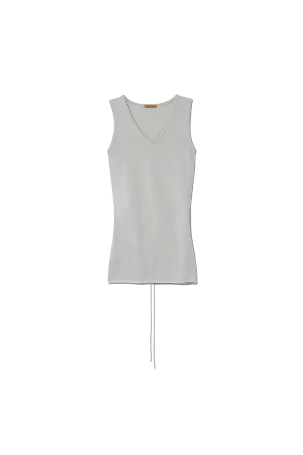 LONG SCOOP SLEEVELESS TOP [GREY]