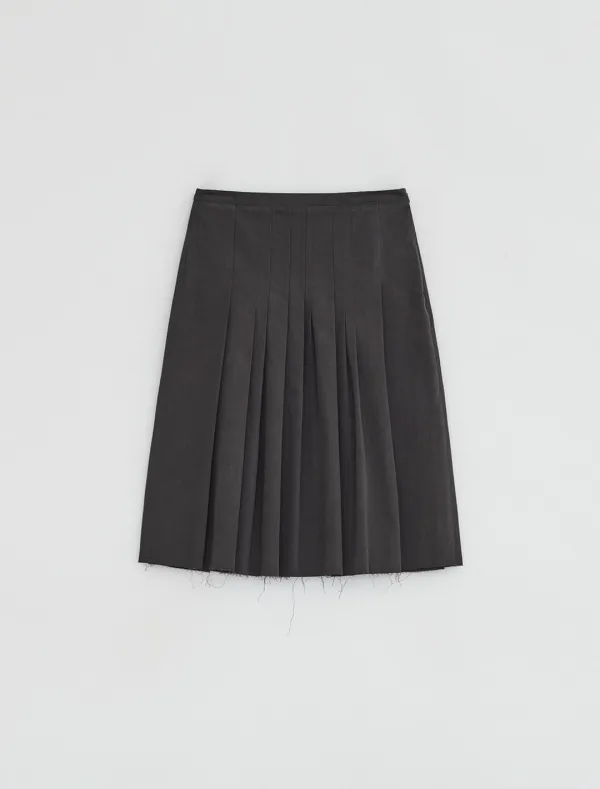 COTTON PLEATS SKIRT [CHARCOAL]