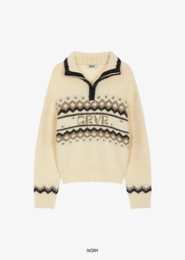 GRVR NORDIC HALF ZIP-UP KNIT [3COLOR]