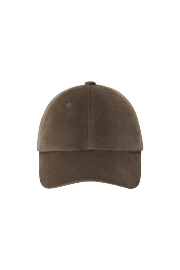 EMIS TAG VELVET BALL CAP-BROWN