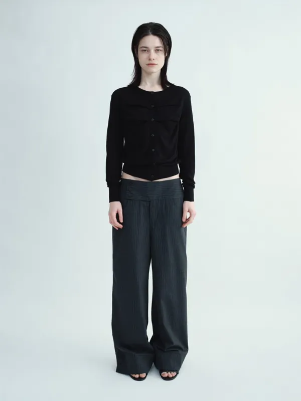 Stripe Button Pants [Charcoal]