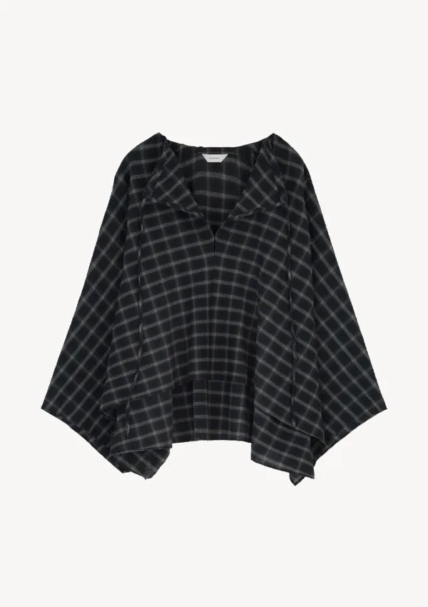 Edin Check Cape in Charcoal