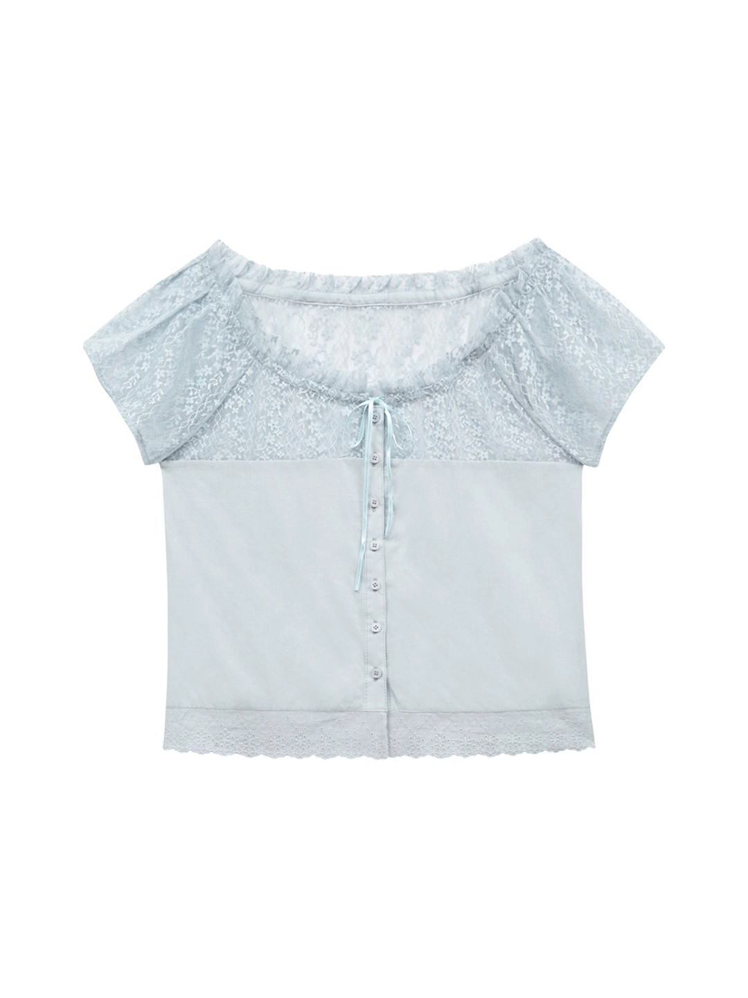 마가린핑거스 FLOWER LACE BLOUSE (LIGHT BLUE) 상품 이미지 1