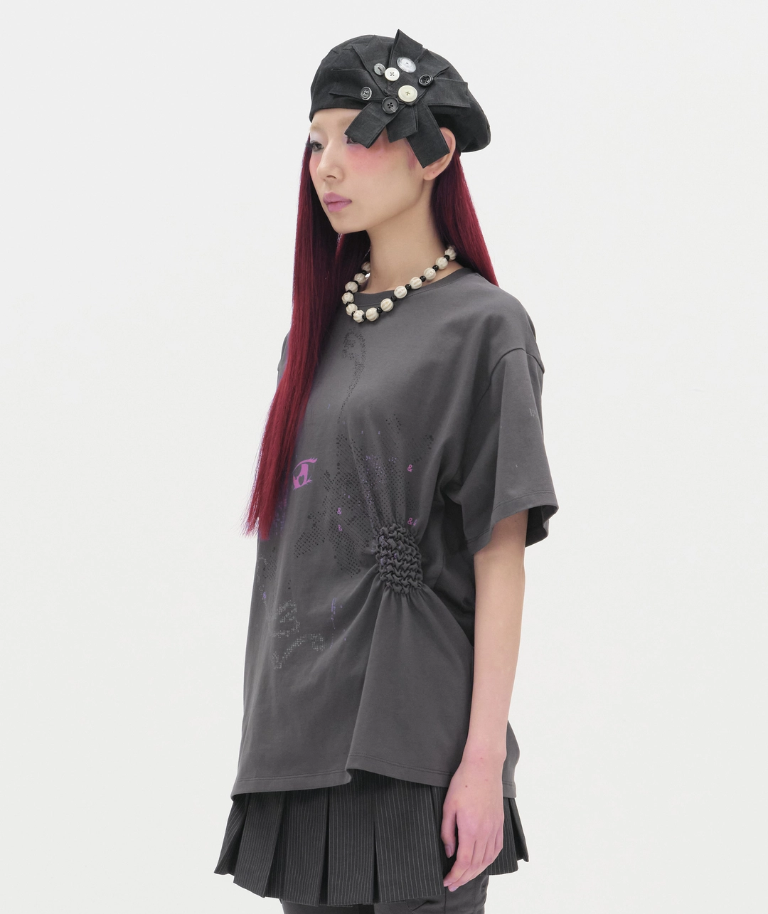 타입서비스 [6차] Scattered Ruched Top [Charcoal] 상품 이미지 2
