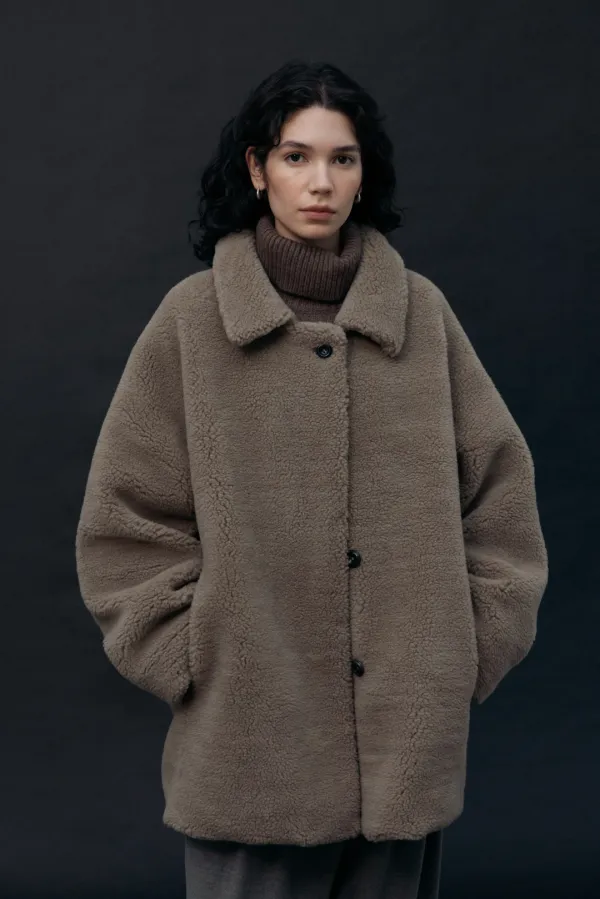 Shearling Half Coat (Taupe)